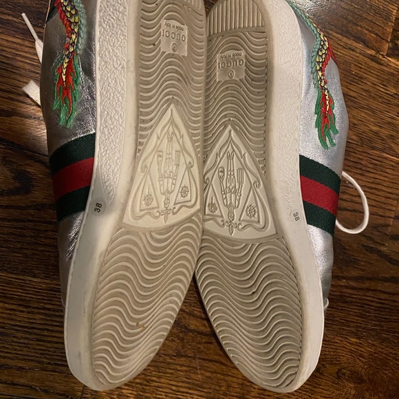 Gucci ace embroidered silver snake. - Picture 2 of 3
